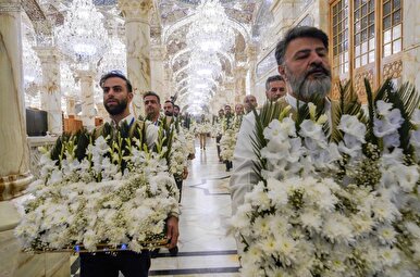 Imam Ali Shrine Decorated with Flowers on Hazrat Zahra Birth Anniversary